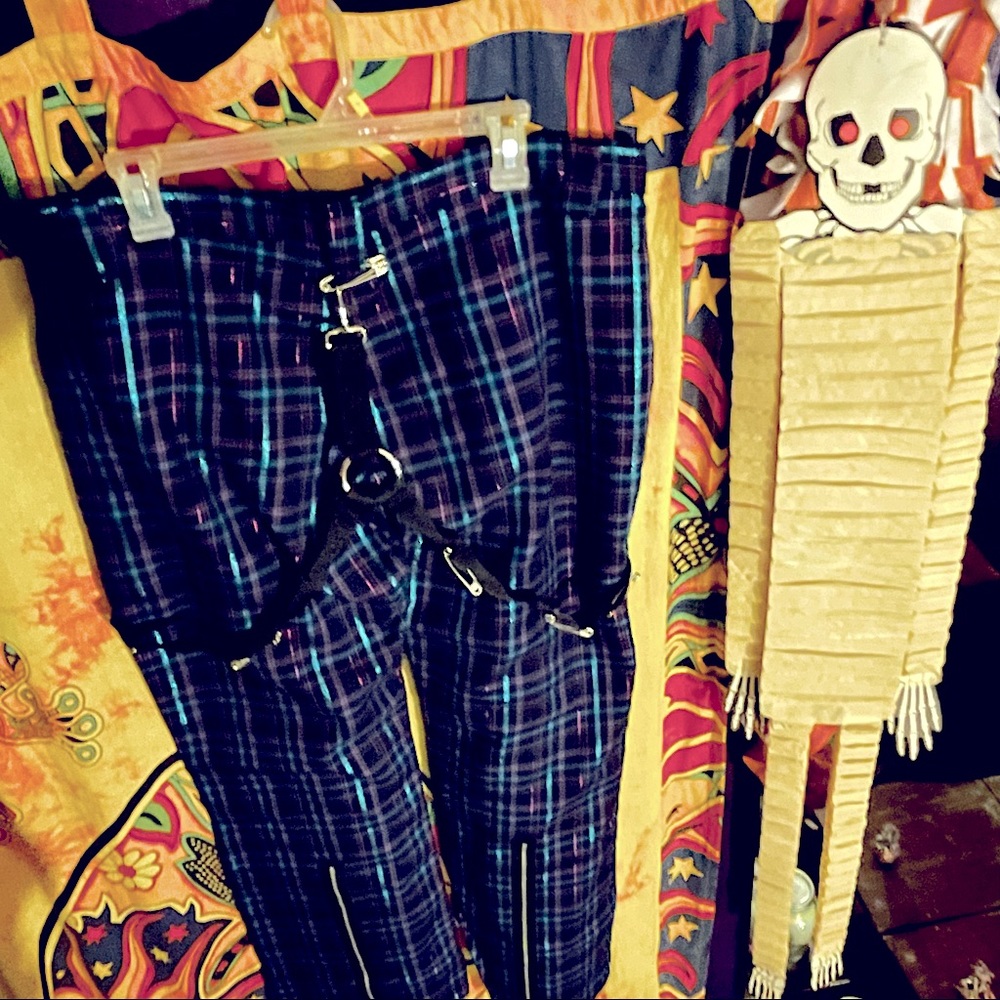 Vintage Super Low Fat Bondage Plaid Pants Size Large-XL